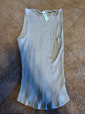 Zenana Outfitters Ribbed Tank Top in Light Taupe